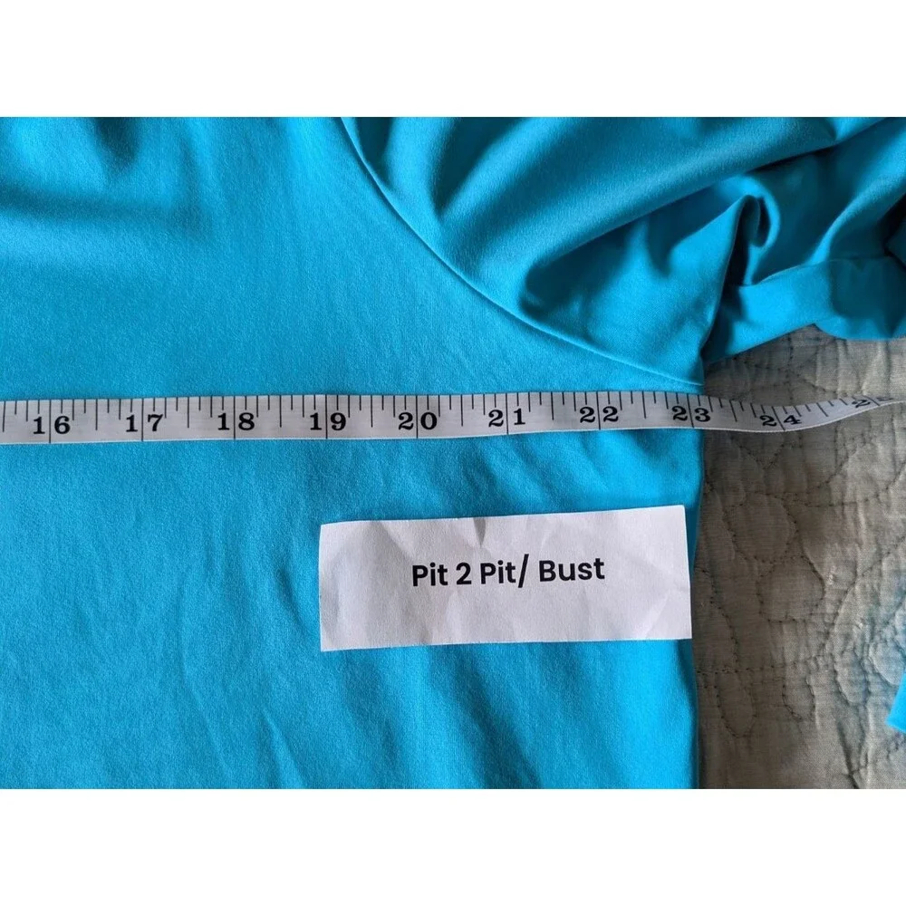 LANDS' END Womens 1X Stretchy Rash Guard Swim Shirt Bright Turquoise Blue Beach - Picture 7 of 13
